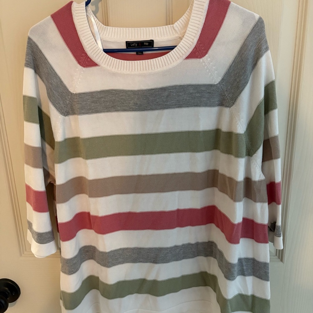 Striped Crew Neck Sweater - Multicolor